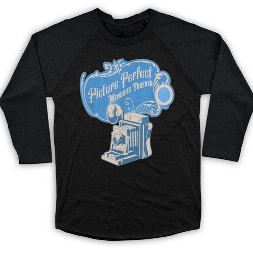 Picture Perfect Memories Forever Vintage Camera Nostalgia Baseball Raglan Shirt - Figerry