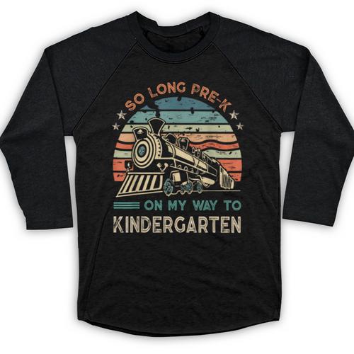 Pre-k Graduation To Kindergarten Retro Vintage Train Kids Baseball Raglan Shirt - Best Gift Smart