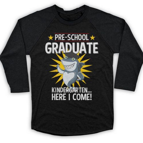 Pre K Graduation Shirts Shark Grad Toddler Baseball Raglan Shirt - Best Gift Smart