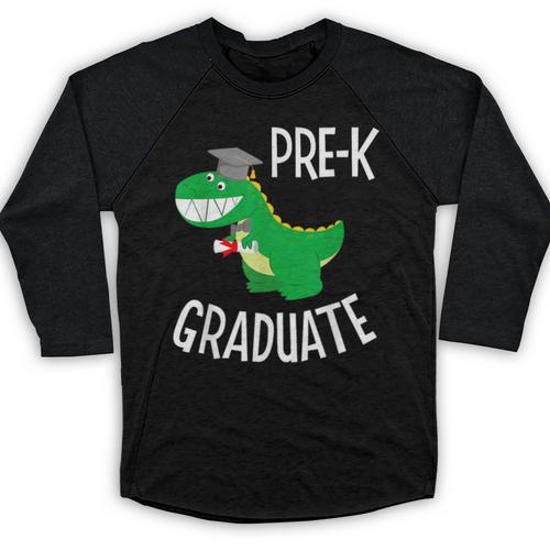 Preschool Graduation Preschooler Dinosaur Pre-K Dino Kids Baseball Raglan Shirt - Best Gift Smart