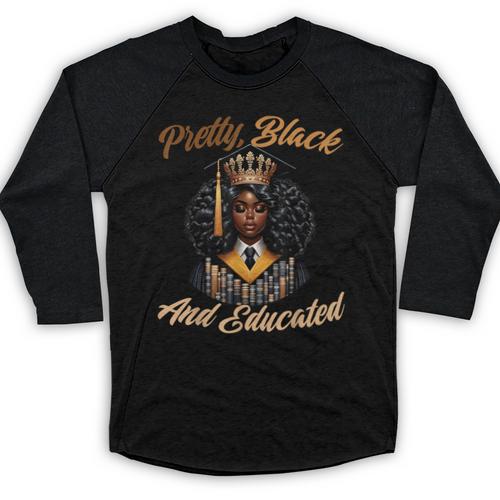 Pretty Educated African American Graduation Class 2024 Baseball Raglan Shirt - Best Gift Smart