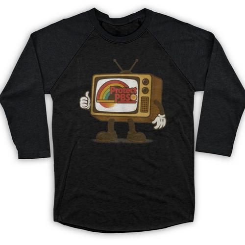 Protect PBS 80s Nostalgia Television Shirt Baseball Raglan Shirt - Figerry