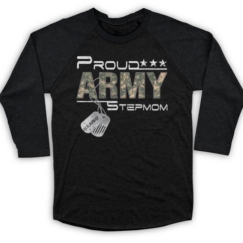 Proud Army Stepmom Army Graduation Stepmom US Army Stepmom Baseball Raglan Shirt - Best Gift Smart