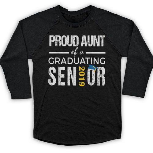Proud Aunt Of 2019 Senior Graduation Shirt Family Graduation Baseball Raglan Shirt - Best Gift Smart