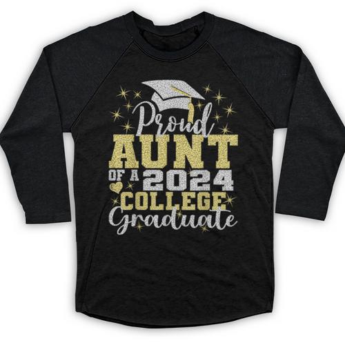 Proud Aunt Of 2024 College Graduate Family 24 Graduation Baseball Raglan Shirt - Best Gift Smart