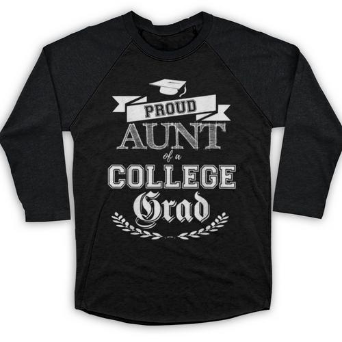 Proud Aunt Of a College Grad 2019 Family Graduation Shirt Baseball Raglan Shirt - Best Gift Smart