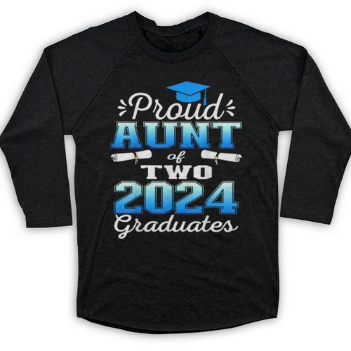 Proud Aunt Of Two 2024 Graduate Class 2024 Graduation Family Baseball Raglan Shirt - Best Gift Smart