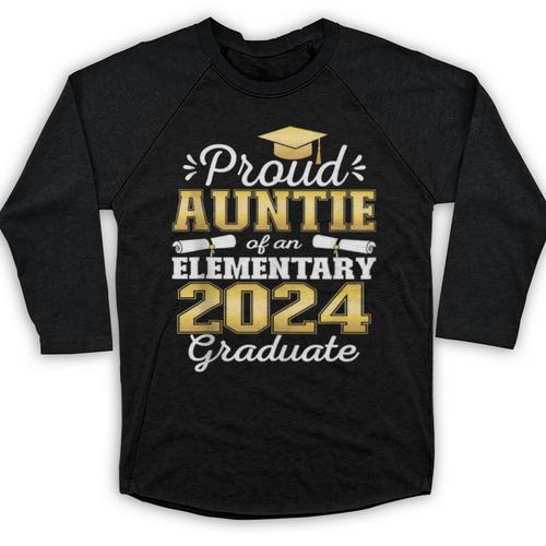 Proud Auntie Of 5th Grade Graduate 2024 Family Graduation Baseball Raglan Shirt - Best Gift Smart