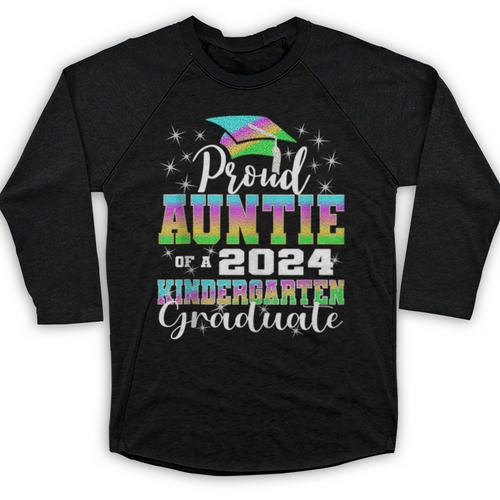 Proud Auntie Of Kindergarten Graduate 2024 Graduation Auntie Baseball Raglan Shirt - Best Gift Smart