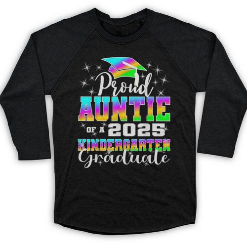 Proud Auntie Of Kindergarten Graduate 2025 Graduation Auntie Baseball Raglan Shirt - Best Gift Smart