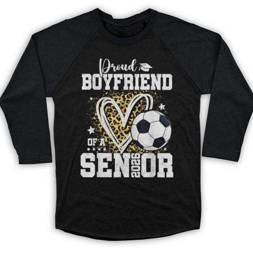 Proud Boyfriend Of A 2026 Senior Soccer Graduation Leopard Baseball Raglan Shirt - Best Gift Smart