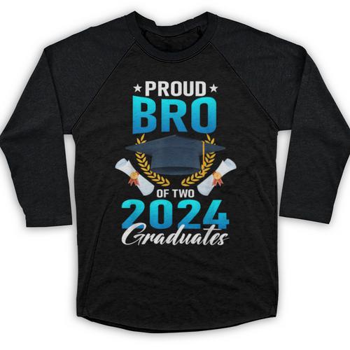 Proud Brother Of Two 2024 Graduates Twin Family Graduation Baseball Raglan Shirt - Best Gift Smart