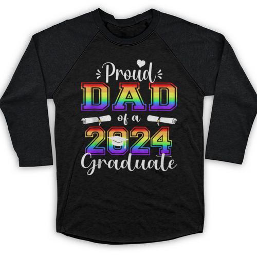 Proud Dad Of 2024 Graduate Class 2024 Graduation Family Baseball Raglan Shirt - Best Gift Smart