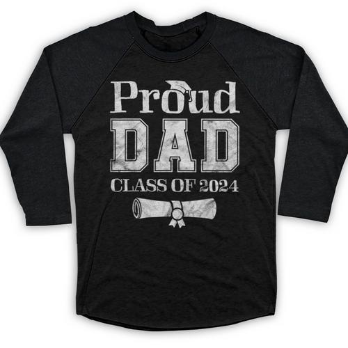 Proud Dad Of 2024 Graduate Father Senior 24 Graduation Baseball Raglan Shirt - Best Gift Smart