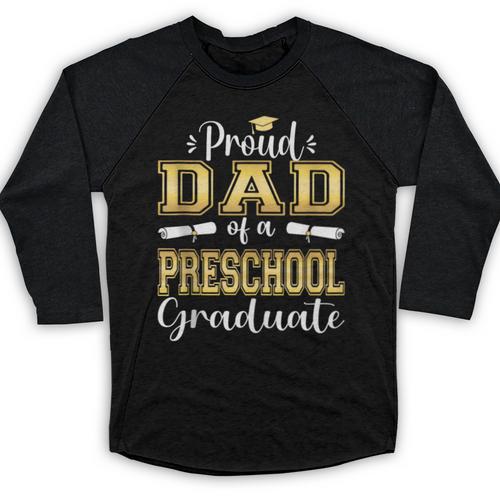 Proud Dad Of Pre School Graduate 2023 Graduation Dad Baseball Raglan Shirt - Best Gift Smart