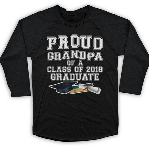 Proud Grandfather Graduation Grandpa Of Grad 2018 Shirt Baseball Raglan Shirt - Best Gift Smart