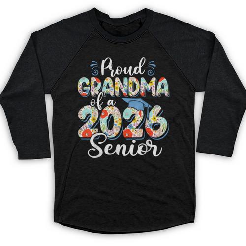Proud Grandma Of a 2026 Graduate For Family Graduation Baseball Raglan Shirt - Best Gift Smart