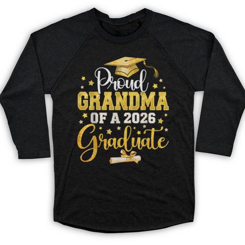 Proud Grandma Of A Class Of 2026 Graduate Senior Graduation Baseball Raglan Shirt - Best Gift Smart
