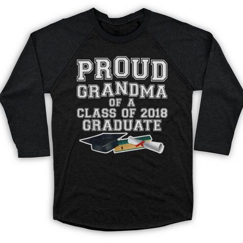 Proud Grandma Graduation Class Of 2018 Graduate Baseball Raglan Shirt - Best Gift Smart