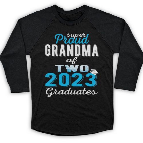 Proud Grandma Of Two 2023 Graduate Class 2023 Graduation Baseball Raglan Shirt - Best Gift Smart