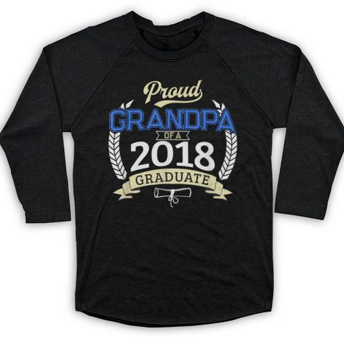 Proud Grandpa Of 2018 Senior Shirt Graduation Grad Baseball Raglan Shirt - Best Gift Smart