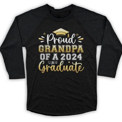 Proud Grandpa Of a 2024 Graduate Senior Graduation Men Baseball Raglan Shirt - Best Gift Smart