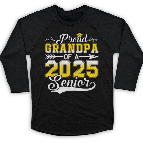 Proud Grandpa Of a 2025 Senior Graduate Graduation Baseball Raglan Shirt - Best Gift Smart