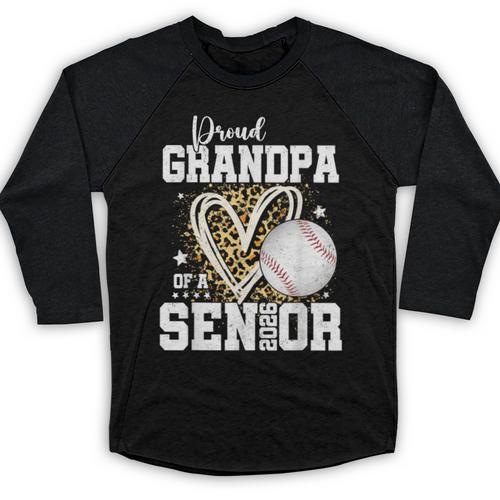 Proud Grandpa Of A 2026 Senior Baseball Graduation Leopard Baseball Raglan Shirt - Best Gift Smart