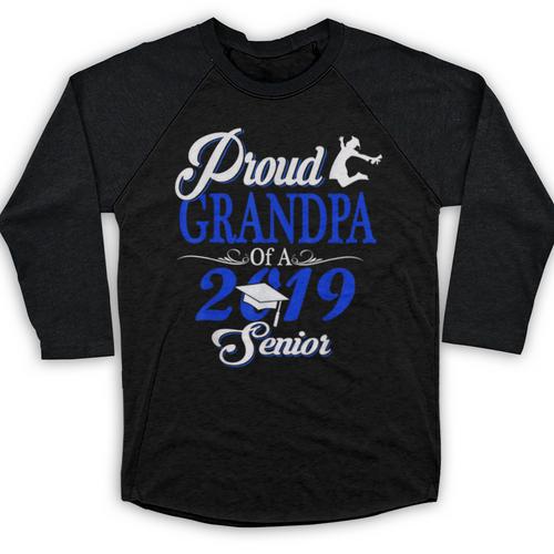 Proud GRANDPA Of A Class 2019 Senior Tshirt Graduation Baseball Raglan Shirt - Best Gift Smart