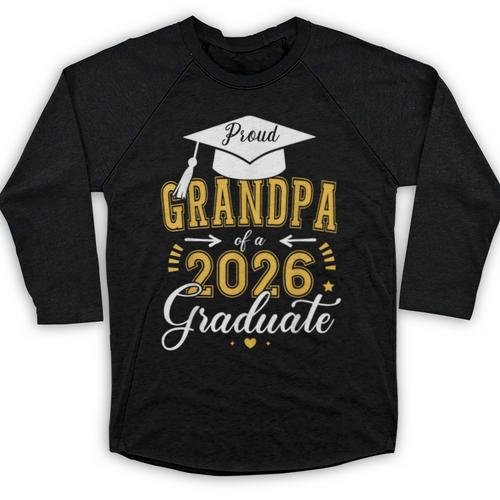 Proud Grandpa Of a Class Of 2026 Graduate For Graduation Baseball Raglan Shirt - Best Gift Smart