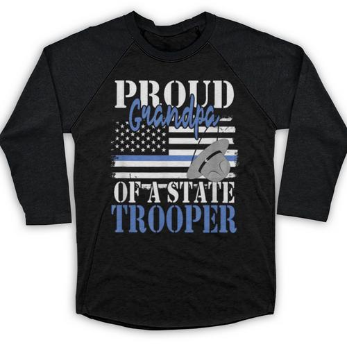 Proud Grandpa Of a State Trooper Police Officer Graduation Baseball Raglan Shirt - Best Gift Smart