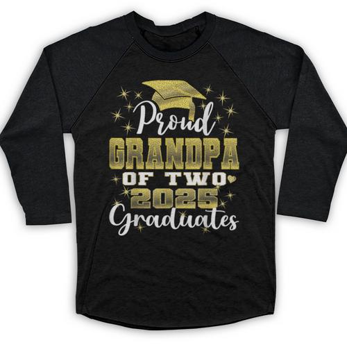 Proud Grandpa Of Two 2025 Graduates Graduation Family Baseball Raglan Shirt - Best Gift Smart