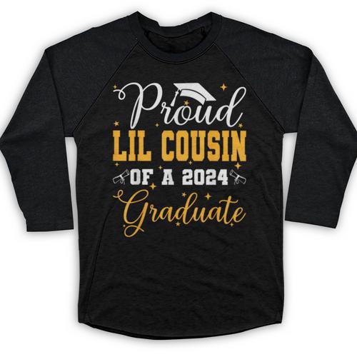 Proud Lil Cousin Of A Class 2024 Graduate Senior Graduation Baseball Raglan Shirt - Best Gift Smart