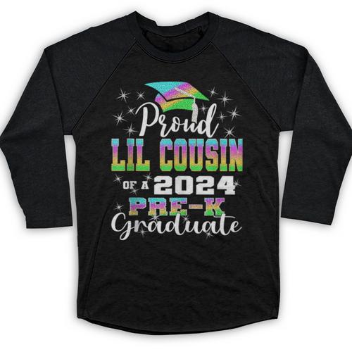 Proud Little Cousin Of PreK School Graduate 2024 Graduation Baseball Raglan Shirt - Best Gift Smart