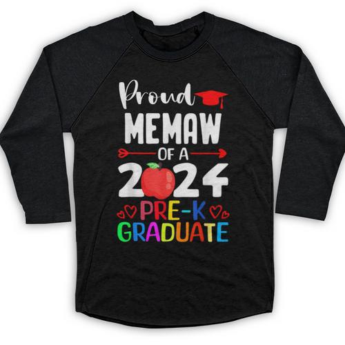Proud MEMAW Of 2024 Pre-K Graduation Graduate Senior 2024 Baseball Raglan Shirt - Best Gift Smart