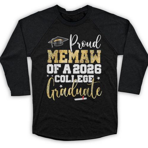 Proud Memaw Of 2026 Graduate College Graduation Baseball Raglan Shirt - Best Gift Smart