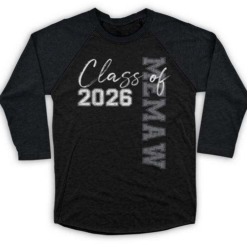Proud Memaw Of A Class Of 2026 Graduate Senior 26 Graduation Baseball Raglan Shirt - Best Gift Smart