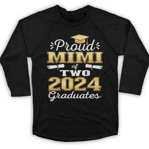 Proud Mimi Of Two 2024 Graduate Class 2024 Graduation Family Baseball Raglan Shirt - Best Gift Smart