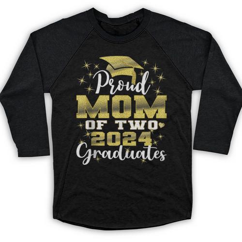 Proud Mom Of Two 2024 Graduate Class 2024 Graduation Family Baseball Raglan Shirt - Best Gift Smart