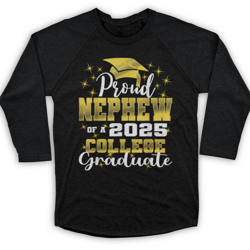 Proud Nephew Of 2025 College Graduate Family 24 Graduation Baseball Raglan Shirt - Best Gift Smart