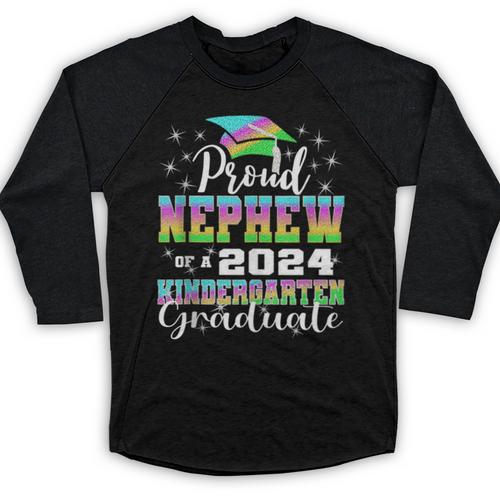 Proud Nephew Of Kindergarten Graduate 2024 Graduation Nephew Baseball Raglan Shirt - Best Gift Smart