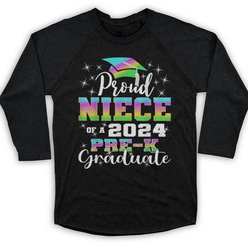 Proud Niece Of PreK School Graduate 2024 Graduation Niece Baseball Raglan Shirt - Best Gift Smart