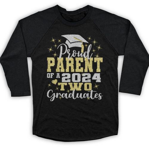 Proud Parent Of Two 2024 Graduate Class 2024 Graduation Baseball Raglan Shirt - Best Gift Smart