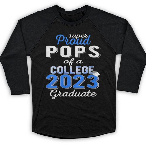 Proud Pops Of 2023 College Graduate Family 23 Graduation Baseball Raglan Shirt - Best Gift Smart