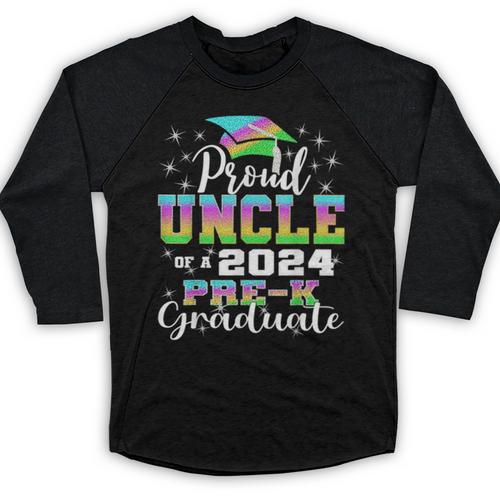 Proud Uncle Of PreK School Graduate 2024 Graduation Uncle Baseball Raglan Shirt - Best Gift Smart
