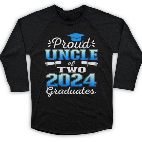 Proud Uncle Of Two 2024 Graduate Class 2024 Graduation Baseball Raglan Shirt - Best Gift Smart
