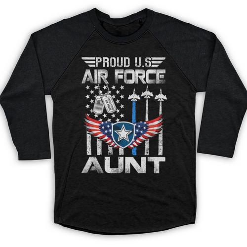 Proud US Air Force Aunt Flag Air Force Graduation Aunt Tee Baseball Raglan Shirt - Best Gift Smart
