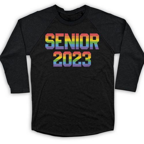 Rainbow LGBT Pride Senior 2023 Graduation Baseball Raglan Shirt - Best Gift Smart