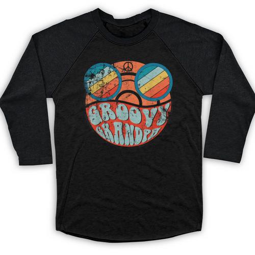 Retro 1970's Groovy Grandpa 70s Aesthetic Nostalgia Baseball Raglan Shirt - Figerry