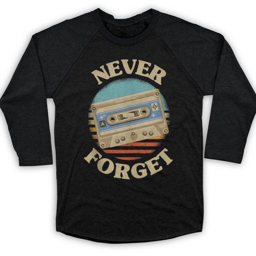 Retro Cassette Never Forget Nostalgia Vintage Baseball Raglan Shirt - Figerry